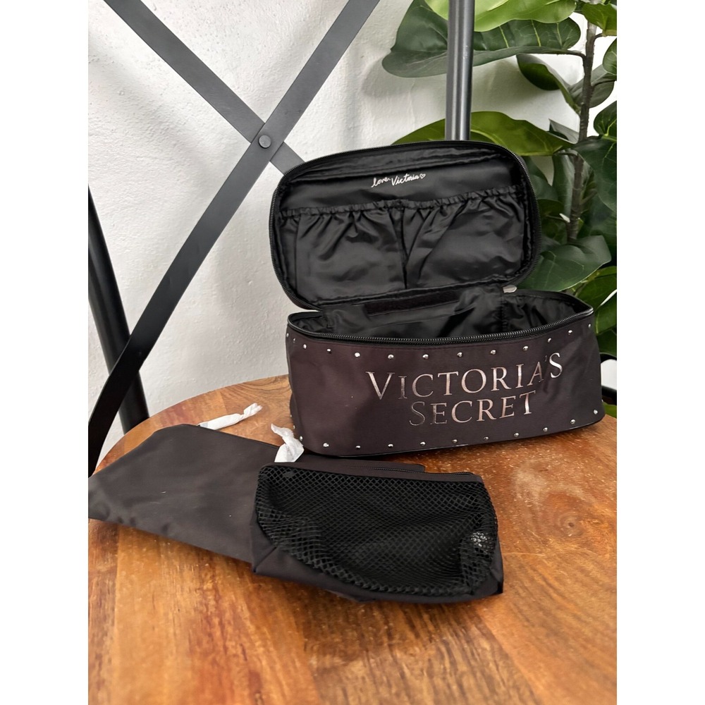 New Victoria's Secret Travel Makeup Toiletry Case Multi Compartment Black